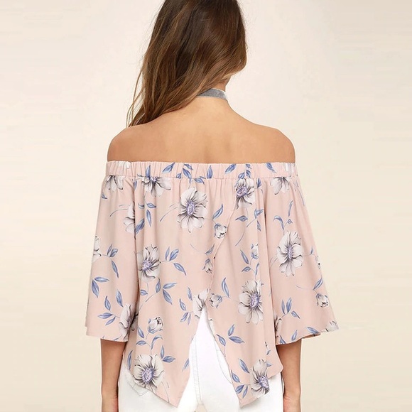 Split Back Off Shoulder Floral Top - Picture 2 of 7
